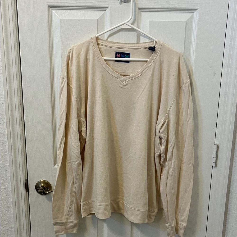 Men's Cream V-Neck Sweater